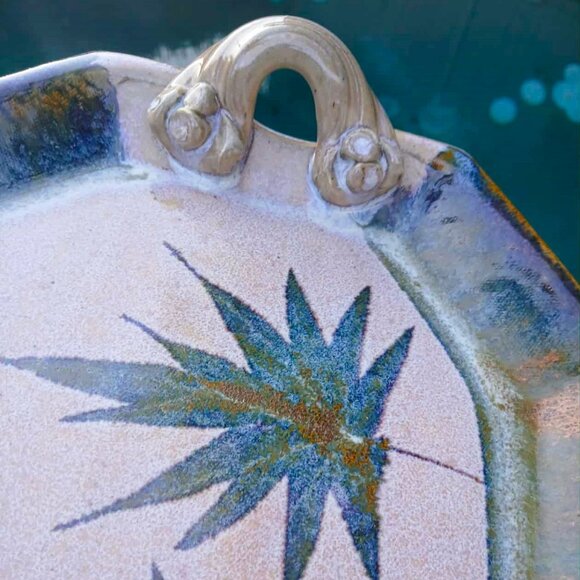 Randy Pearsall Handmade Stoneware Art Pottery Leaf Serving Platter - Picture 3 of 9